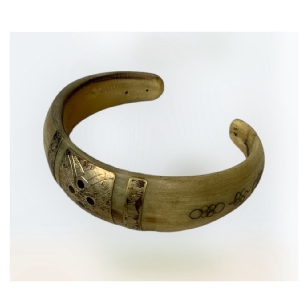 Viking Horn Open C Bracelet Bronze Detail From Morocco